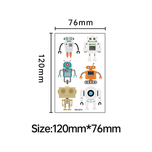 Pegatinas de <span class=keywords><strong>tatuaje</strong></span> de Robot de dibujos animados a prueba de sudor impermeables para niños, tatuajes faciales ecológicos para niños - Product Image 3