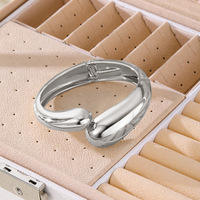 Nouveau Bracelet JONC Ouvert Goutte d'Eau Épais en OR PlaquÉ Or CCB Goutte d'Eau Lisse Métal Grand ExagÉrÉ pour Femme
