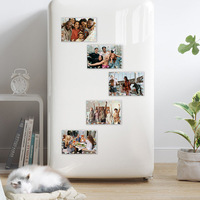 Cadre photo magnétique carré Caiul de 6 pouces de large, transparent, à motifs de dessins animés, en acrylique, pour la maison et le réfrigérateur d'hôtel