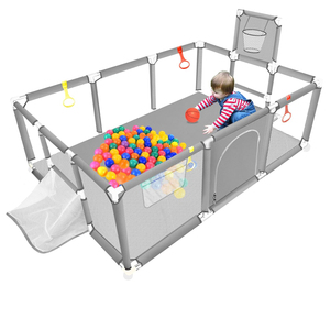 Parque Infantil Multifuncional Inteligente para Bebés, con Tobogán y Columpio, Plegable, con Barrera de Tela, Portátil, con Control Táctil, para el Hogar - Product Image 1