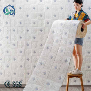 Adesivi Murali 3D in Schiuma Autoadesivi Stile Giapponese Moderno, Impermeabili, Ignifughi, Fonoassorbenti, con Motivi Geometrici a Strisce - Product Image 1