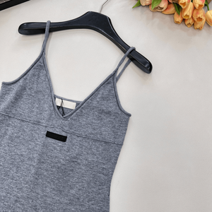 Women V Neck <b>Spaghetti</b> <b>Strap</b> Knit Mini Dress Casual Sleeveless Bodycon Summer Dress - Product Image 5