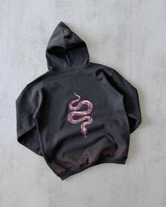 Sweat-shirts à capuche surdimensionnés pour hommes en molleton de coton personnalisés, style streetwear Y2K grunge, entièrement ornés de strass, vente en gros - Product Image 3