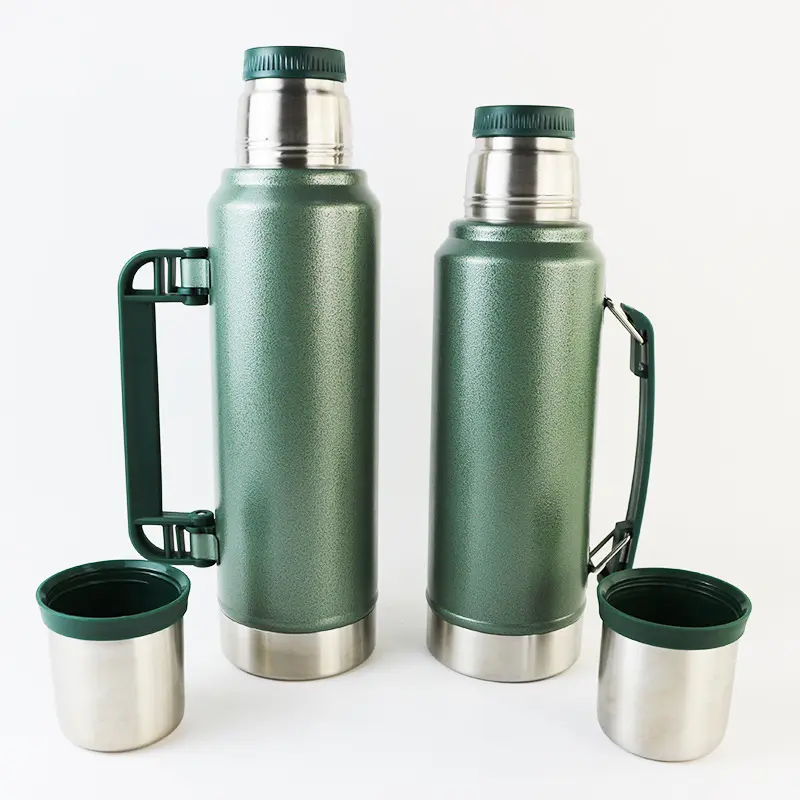 1300ml Classic Vacuum Insulated Wide Mouth Travel Green Bottle 18/8 Stainless Steel Thermos Flask Cup Keep Hot Cold