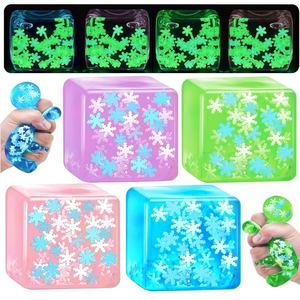 Palline di Maltosio Luminose, Giocattoli Sensoriali Morbidi, Cubo Antistress con Fiocchi di Neve Fluorescenti all'Interno - Product Image 1