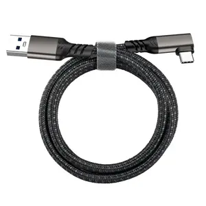 USB-C สายเคเบิลแบบโค้ง10Gbps USB3.2 Gen1ชาร์จเร็วสำหรับชุดหูฟัง VR <span class=keywords><strong>Oculus</strong></span> Quest <span class=keywords><strong>Link</strong></span> USB-A ถ่ายโอนข้อมูลอุปกรณ์เสริม VR - Product Image 4