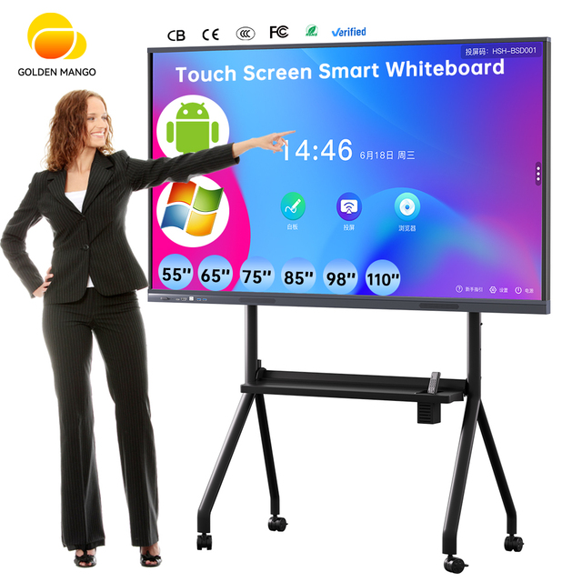 65/75/86/100/110 Inch Finger Multi Touch Screen Smart Board Electronic Digital Interactive Smart Whiteboard With Camera