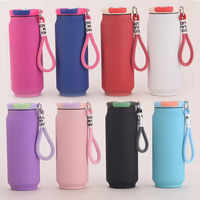 Nouvelle bouteille isotherme en acier inoxydable double paroi, personnalisable, avec couvercle et poignée portable, pour canettes de cola