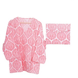 Ensemble de pyjama pour femmes en coton 100% avec motifs floraux d'hiver et d'automne, manches longues, tissu confortable, doux et respirant pour dormir - Product Image 5