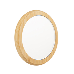 Bamboo Frame Round Compact <b>Mirror</b> Single Side <b>Lightweight</b> Portable Makeup <b>Mirror</b> for Daily Use Custom Logo Available - Product Image 4