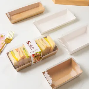 カスタマイズロゴ/デザイン/サイズ食品パン包装ボックス卸売使い捨てサンドイッチラップボックス