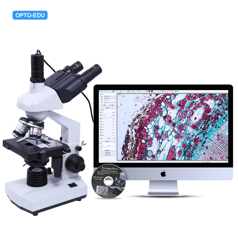 Opto-edu-Microscopio A31.5121-T Trinocular con Usb, Microscopio Digital de vídeo biológico, 5,0 M