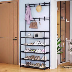 Organizador moderno para el hogar, estantes para colgar ropa, soporte para abrigos de tubo y estante de almacenamiento de zapatos con almacenamiento de gancho - Product Image 1
