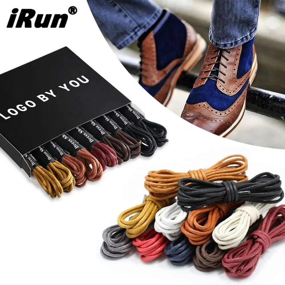 iRun Multi Color Round Cord Cotton Leather Boot Thin Shoelaces 3mm Wax Round Shoe Laces for Dress Casual Oxford Shoes