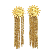 Boucles d'oreilles clous vintage Dreamshow Tendance 2026 Sunburst pour femme, plaqué or, bijoux à pampilles, en acier inoxydable