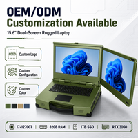 Portable Industrial Dual Screen Workstation Intel Core I7-12700H 32GB RAM 1TB SSD RTX 3050 Rugged Laptop OEM ODM in Stock