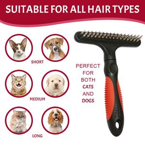 Alat Perawatan Hewan Peliharaan Penghilang Bulu Kucing Anjing Sisir Gigi Ganda Sikat Hewan Peliharaan untuk Mengurangi Kerontokan - Product Image 5