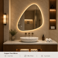 Miroir LED mural de forme irrégulière, design moderne, intelligent, haute définition, lumineux, luxueux, à commande tactile