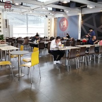 Schnelle Lieferung Günstiger Preis Moderne Fast-Food-Möbelgarnitur Gebogene Holz-Restaurantstühle und Marmortisch