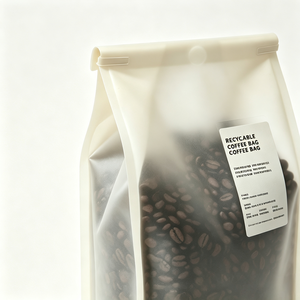 Custom OEM Low MOQ Eco Friendly Recyclable Mono PE Flat Bottom Coffee <b>Bag</b> with Degassing Valve Heat Sealable for <b>Roasted</b> Beans - Product Image 2