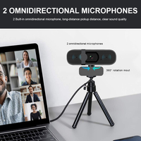 Webcam USB HD penuh 1080P sudut lebar, kamera Web fokus otomatis PC dengan mikrofon untuk konferensi game