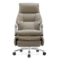 Chaise de bureau ergonomique de luxe haut de gamme gris clair, design moderne confortable avec fonction de refroidissement pour les directeurs