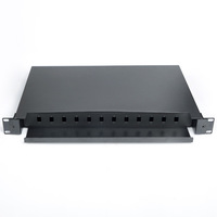 Cold Rolled Steel 12 Port 19 "IDU IDF rak dudukan penutup laci hitam tipe SC konektor serat optik Panel Patch