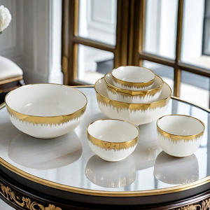 Cuencos de sopa dorados de cerámica árabe, cuencos de cereales de porcelana de 4,5 pulgadas, 5 pulgadas y 6 pulgadas para restaurantes - Product Image 1