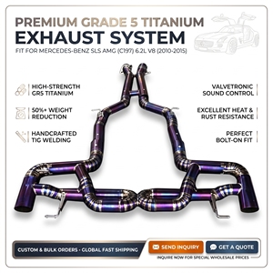 Sistema de Escape de Lujo Vortex Titanium Pie-Cut Welded Valvetronic para Mercedes SLS AMG C197 con Doble Salida Morada - Product Image 1
