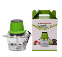 Mini hachoir à viande électrique, boîtier en plastique, acier inoxydable, capacité 2L, pour la maison, le restaurant, l'extérieur, hachoir à aliments, épices, piments