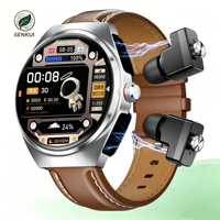Nuevo Reloj Inteligente 2026 con Correa de Cuero y Auriculares 2 en 1, Monitor de Ritmo Cardíaco y Rastreador de Actividad Física