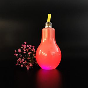 ขวดพลาสติกสำหรับสัตว์เลี้ยง400มล. 500มล. 600มล. ทรงหลอดไฟขวดไวน์น้ำผลไม้พร้อมฝาเกลียวอลูมิเนียม - Product Image 5