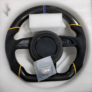 Volant de voiture en fibre de carbone forgée à fond plat avec alcantara pour <span class=keywords><strong>Audi</strong></span> A4 B8 B8.5 A6 C7 C7.5 <span class=keywords><strong>S</strong></span> <span class=keywords><strong>Line</strong></span> 2011 2012 2013 2014 2015 2016 - Product Image 1