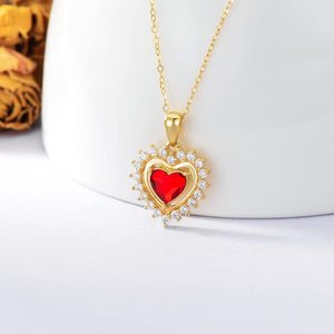 wholesale custom 14K <b>Real</b> Gold Heart Necklace for Women Solid Gold Forever Love Pendant Necklace Love Heart Jewelry Gifts - Product Image 3