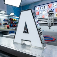 Enseigne lumineuse LED 3D Halo de haute qualité pour nom de magasin, logo mural en métal, enseigne lumineuse LED pour entreprise, intérieur/extérieur