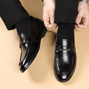 Mocasines de Cuero para Hombre, Sin Cordones, Suela Suave, Zapatos de Vestir para Oficina y Carrera, Color Sólido, Suela de Goma, Forro de Cuero Genuino - Product Image 4