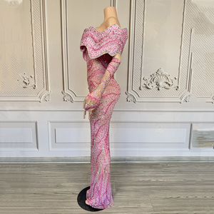 Novance Y4857 Abbigliamento Donna Estate 2025 Lussuosi Abiti da Sera <span class=keywords><strong>con</strong></span> Spalle Scoperte e <span class=keywords><strong>Guanti</strong></span> <span class=keywords><strong>Vestito</strong></span> Lungo Scintillante <span class=keywords><strong>con</strong></span> Diamanti - Product Image 4