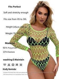 Fluorescent <strong>Green</strong> Lingerie <strong>Set</strong> Women's Erotic Mesh Hollow Bodysuit <strong>Underwear</strong> Fishnet Babydoll Mini Bikini Suit - Product Image 6