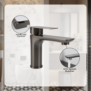 आधुनिक 304 स्टेनलेस स्टील पानी नल डेक घुड़सवार एकल छेद बाथरूम नल गर्म ठंडा पानी बेसिन नल गर्म ठंडा पानी बेसिन नल - Product Image 2