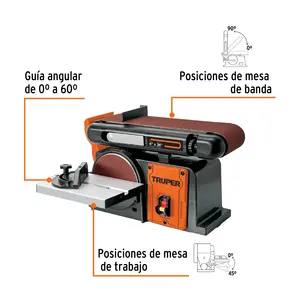 Truper 4X6 'cinghia e levigatrice a disco 1/2 HP (375 W) motore industriale per levigatura legno e metallo fai da te - Product Image 2