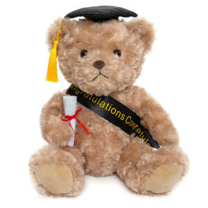 Ours en peluche de graduation, peluche douce avec chapeau et écharpe, cadeau de graduation pour félicitations, jouet pour cérémonie de remise de diplôme, brun - Product Image 1