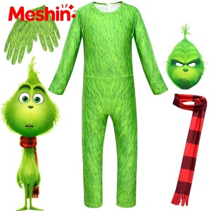 Meshin Unisex Green Furry Spider Man <b>TV</b> & Movie Cosplay Costume Onesie Tights Mask Kids Fashion Stage Show Halloween - Product Image 1