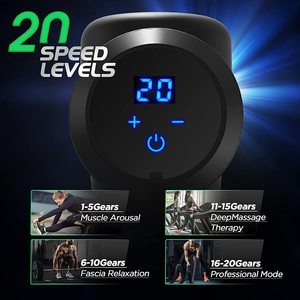 Pistolet de massage musculaire portable sans balais avec écran LED, 30 niveaux de vitesse, 6 têtes de massage, batterie 1500 mAh - Massage profond des tissus pour tout le corps - Product Image 3