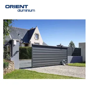 Puerta de valla de Metal de aluminio impermeable de diseño moderno automático eléctrico para puerta corredera de abridor de Motor al aire libre