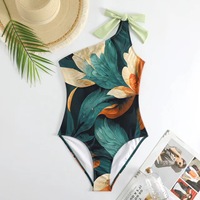 Maillot de bain une pièce vintage Maillot de bain une épaule sexy Ensemble jupe de plage imprimé