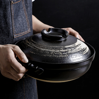 Casserole isolante en céramique de style japonais avec couvercle en céramique, durable, écologique, compatible avec les cuisinières à gaz, grande taille 27 cm
