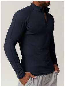 Haut de sport pour homme à col montant et demi-zip, coupe ajustée, à manches longues, séchage rapide, pour la course, le fitness et les loisirs - Product Image 6