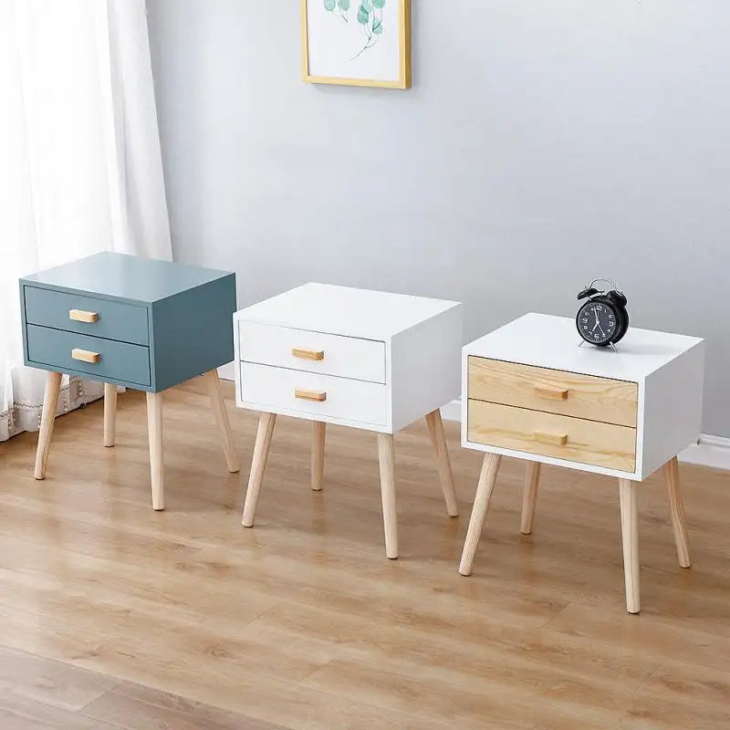 저렴한 Nightstand 침대 옆 테이블 서랍, 북유럽 침대 옆 캐비닛 MDF 테이블 De Chevet OEM 제조 업체 Nachttisch 화이트 나무