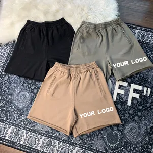 Custom Logo Comfortable Soft Cotton Summer Short Pants Breathable Casual Loose Men's Cotton Washed Shorts With Ruffled Edges