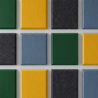 Tuile acoustique carrée auto-adhésive en PET, bord biseauté à 45°, ignifuge, NRC 0.9, insonorisante, décoration murale, panneau en feutre à coller soi-même